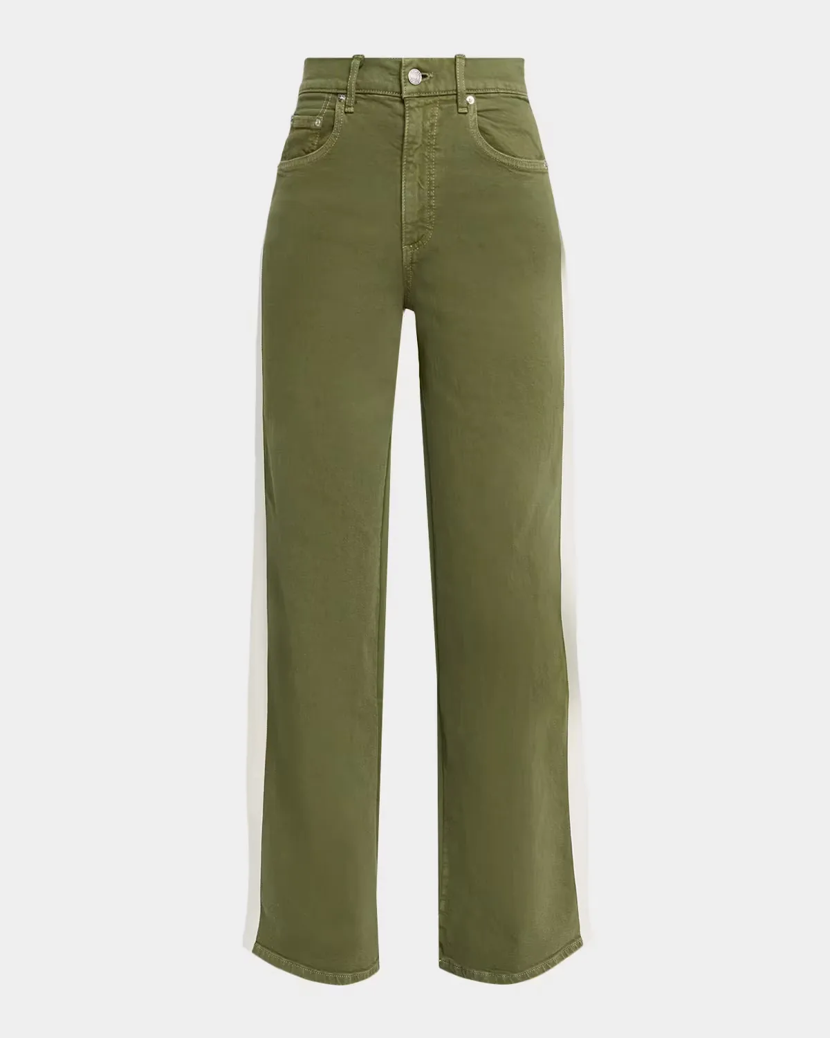 Track Side-Stripe Straight-Leg Jeans by LE JEAN
