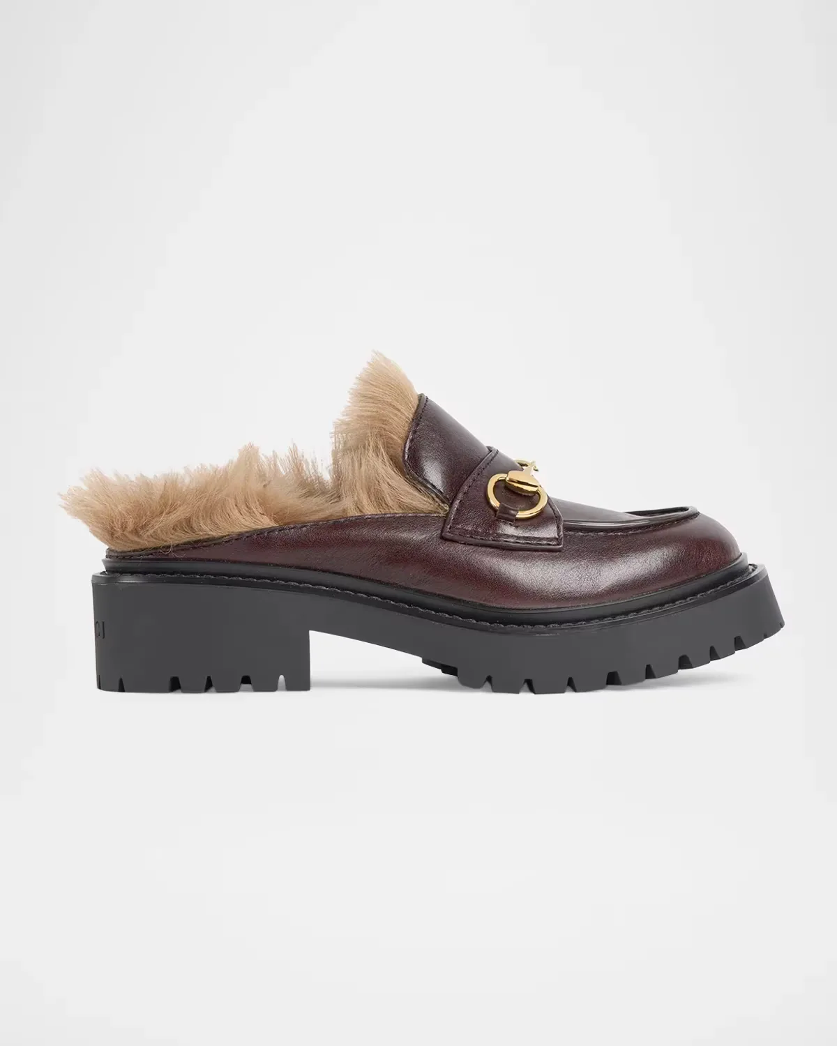 Rhodi Leather & Shearling Horsebit Mules