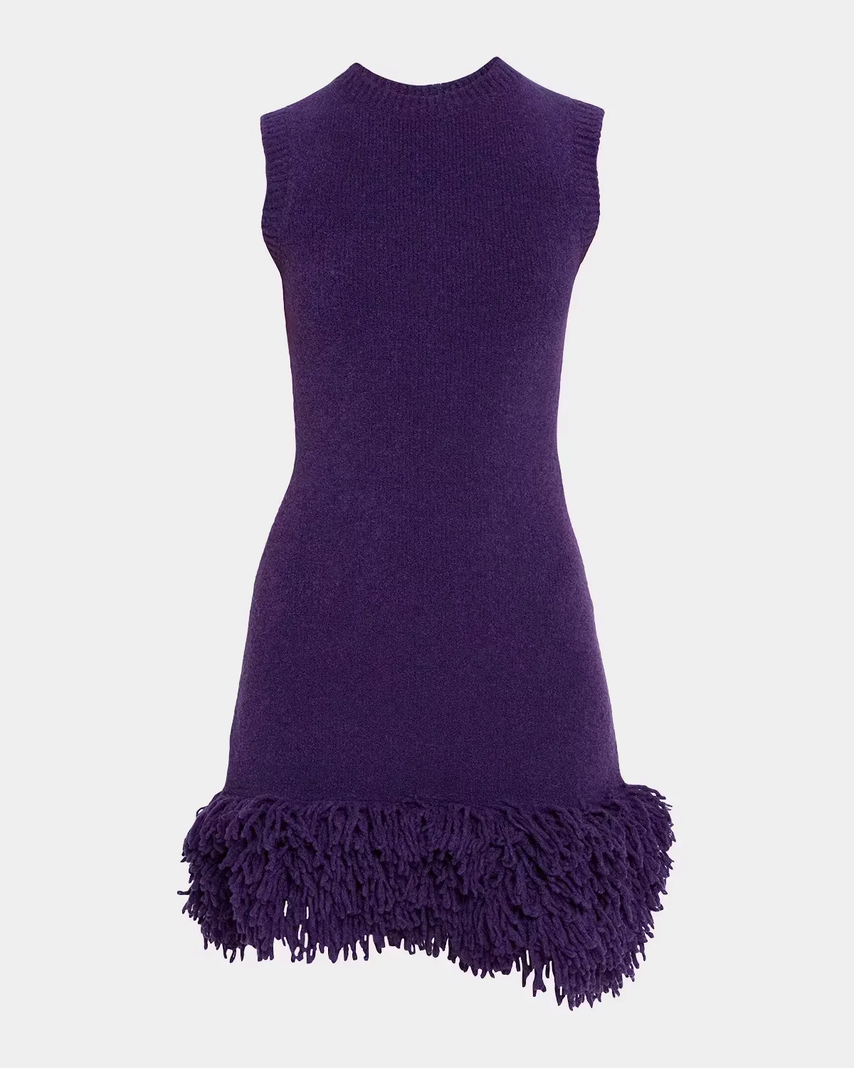 Sleeveless Wool Knit Fringed Mini Dress by LOEWE