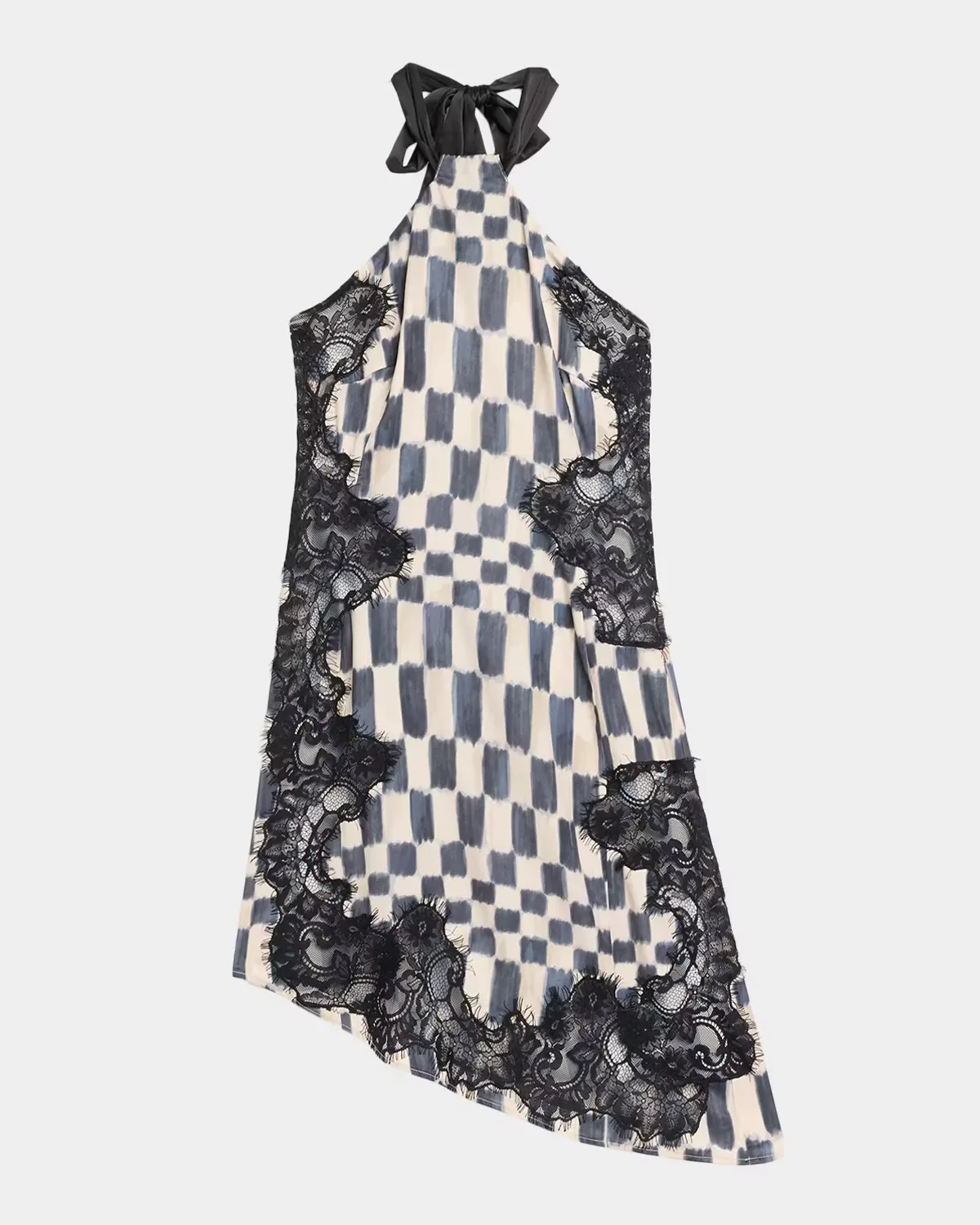 Anora Check Lace Asymmetric Mini Dress by JBQ