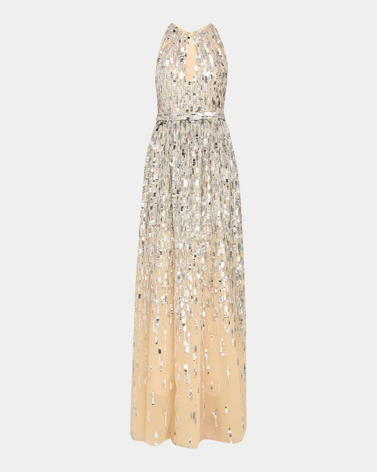 Degrade Sequined Tulle Sleeveless Column Gown by Pamella Roland