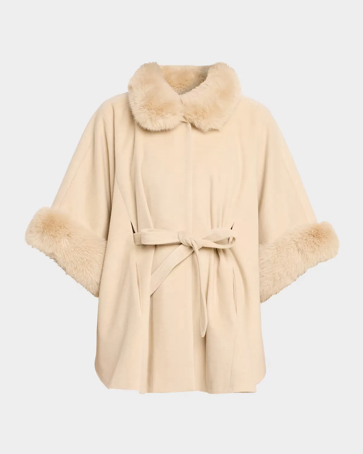 Cashmere Shawl W/ Faux Fur Trim by Sofia Cashmere