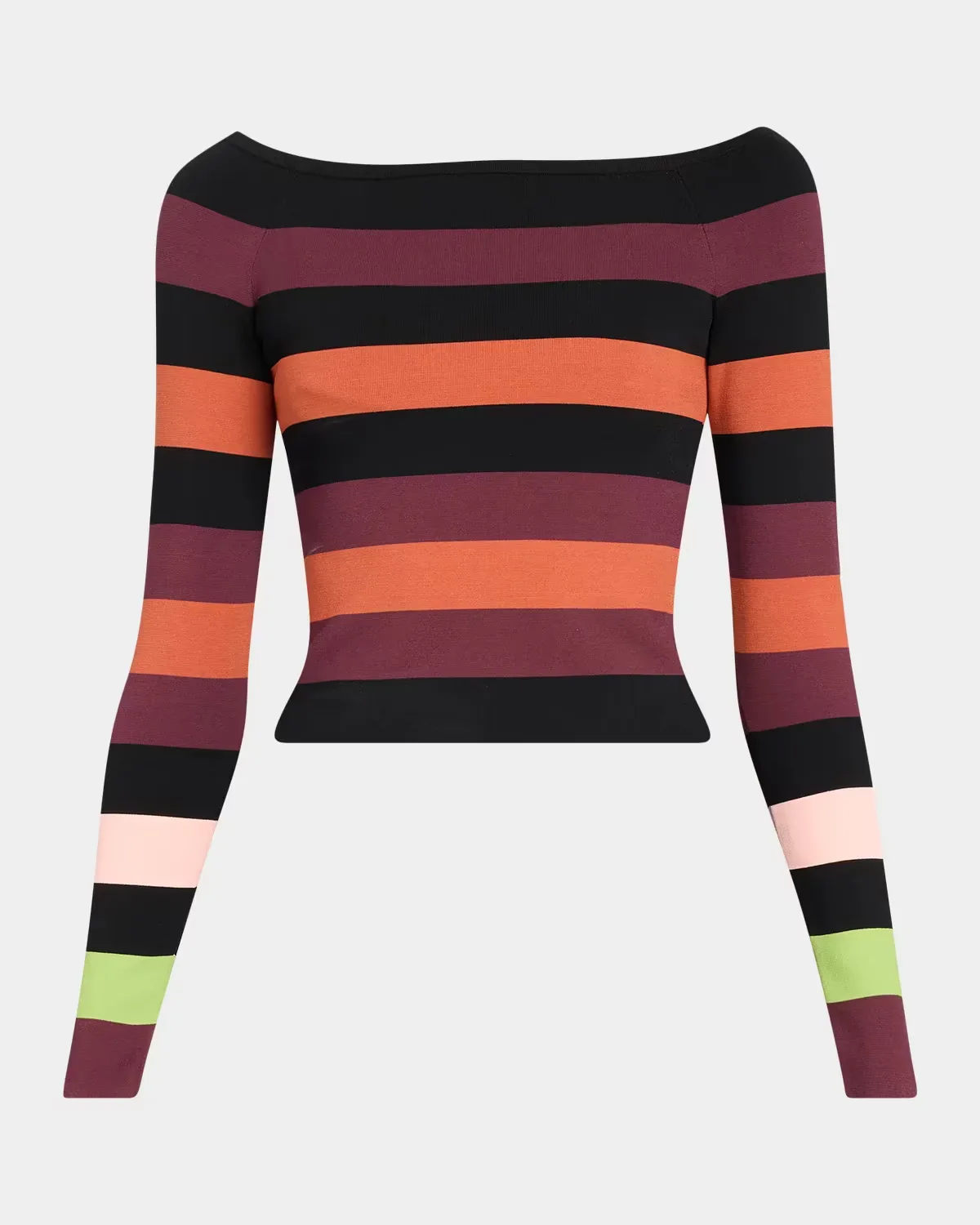 Colorblock Striped Knit Long-Sleeve Boat-Neck Top by CHRISTOPHER JOHN ROGERS