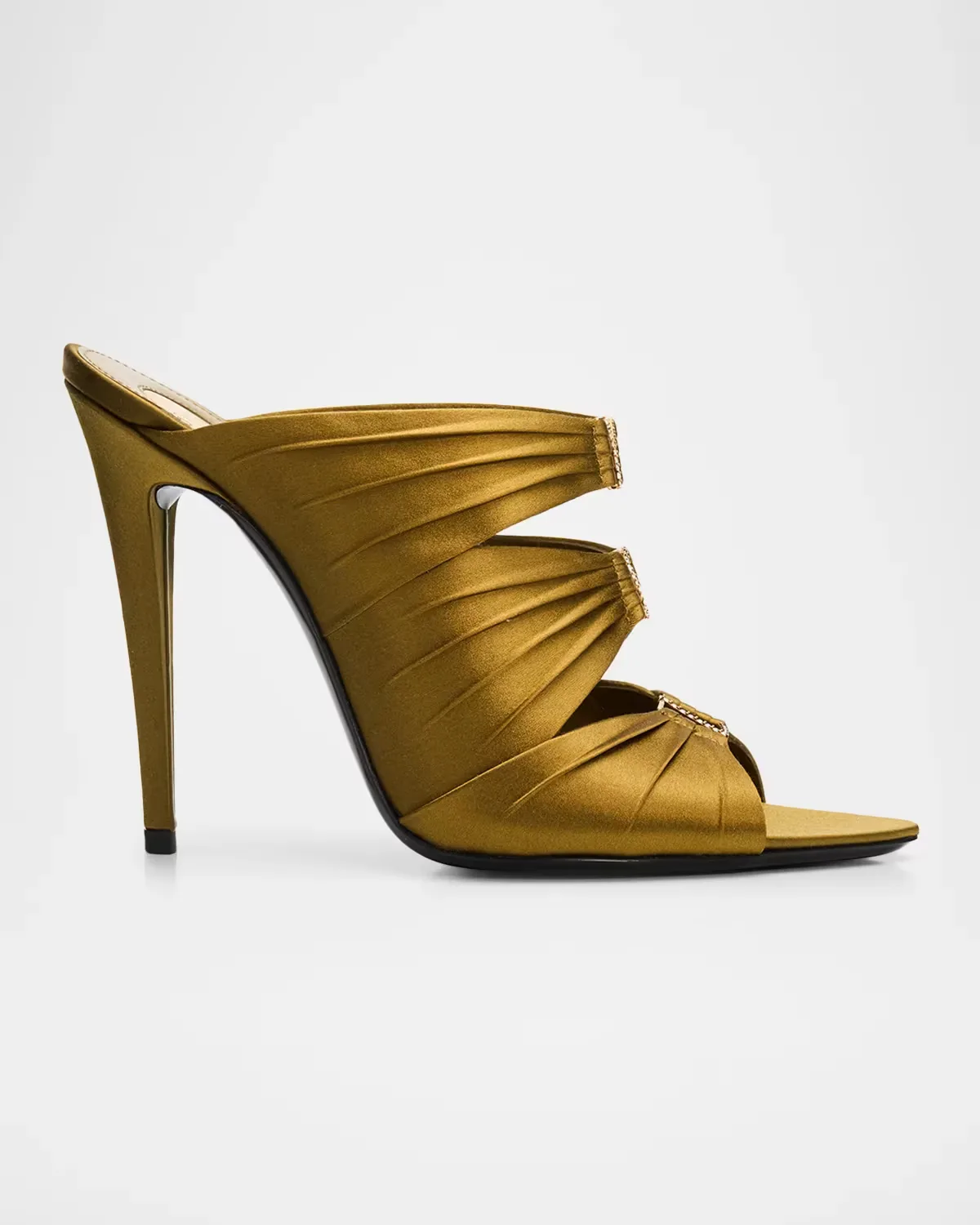 110mm Emilie Satin Embellished YSL Mules by Saint Laurent