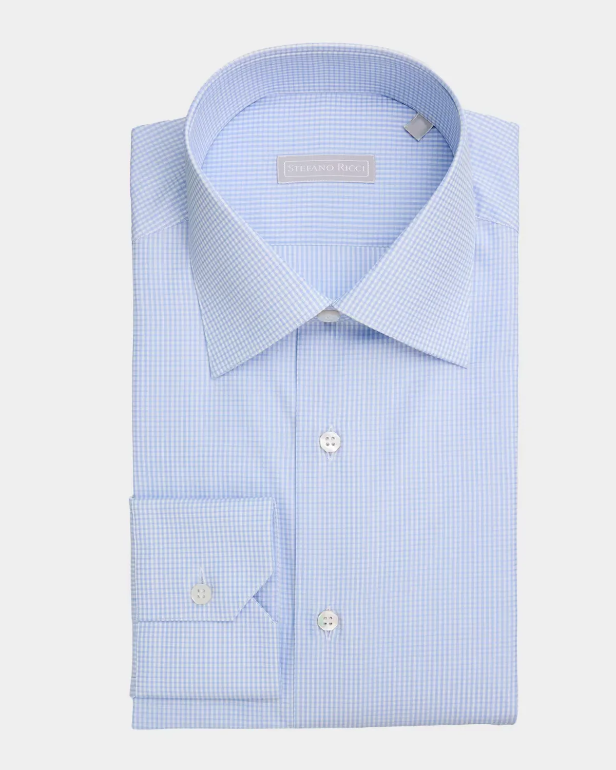 Micro Check Cotton Dress Shirt by Stefano Ricci
