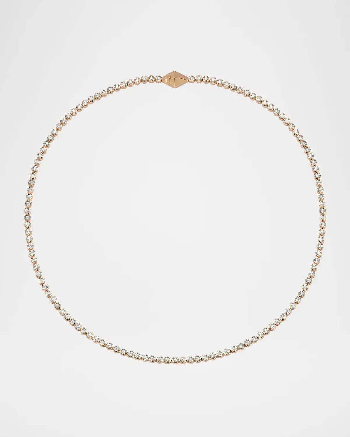 WF Classic 18K Rose Gold Bezel-Set Diamond Tennis Necklace with Origami Clasp by Walters Faith
