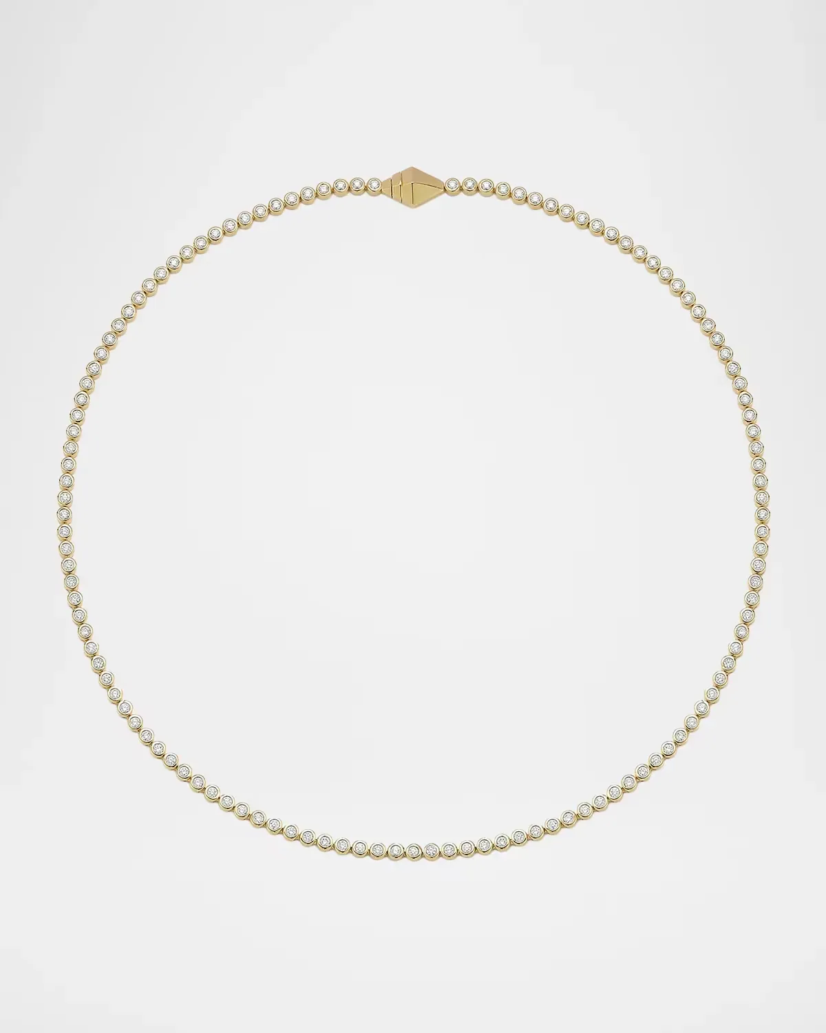 WF Classic 18K Yellow Gold Bezel-Set Diamond Tennis Necklace with Origami Clasp by Walters Faith