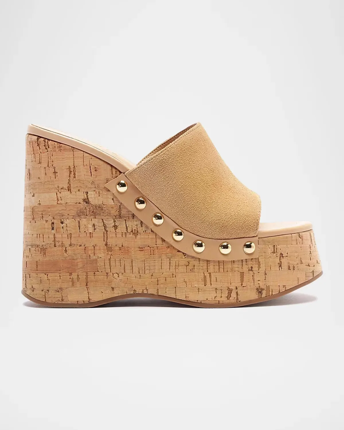 Dalle Studded Suede Wedge-Heel Mules