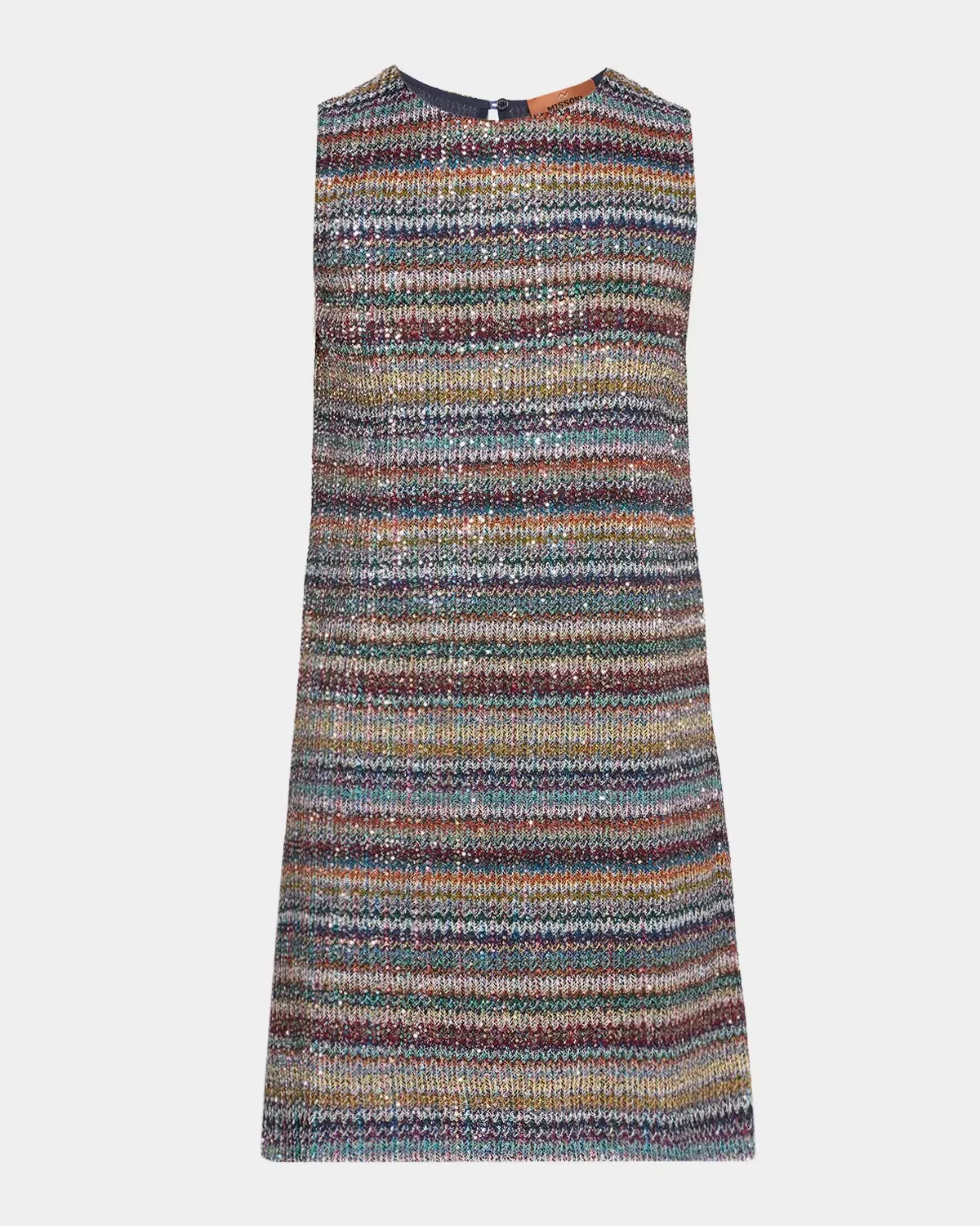 Striped Paillette Knit Sleeveless Mini Dress