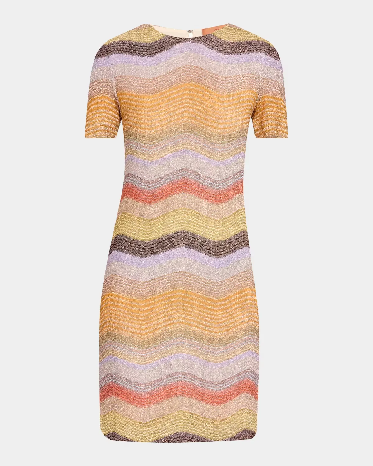 Metallic Chevron Short-Sleeve Mini Dress