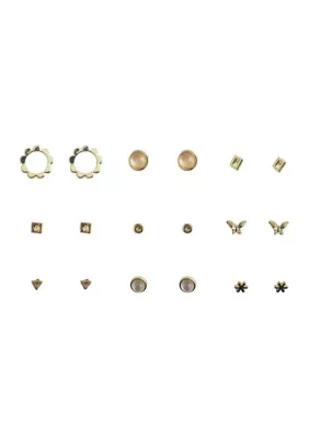 9-Piece Gold Earring Set by True Craft