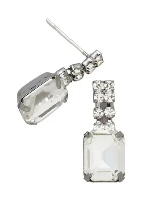 Emerald Cut Stone Drop Post Earrings by Belk