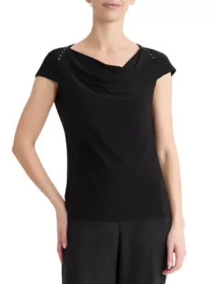 Cap Sleeve Cowl Neck Blouse by Kasper