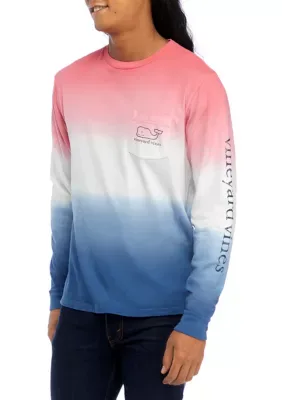 Dip Dye Long Sleeve Vintage Whale Pocket Graphic T-Shirt by Vineyard Vines