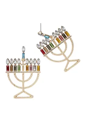 Tone Menorah Multi Color Drop Earrings by Crown & Ivy