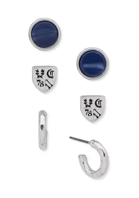 Silver-Tone Sodalite Stud/Hoop Trio Earrings by Chaps