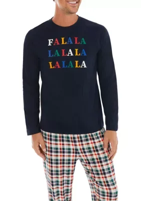 Falala Multi Plaid Long Sleeve Crew Neck Sleep T-Shirt by Pajamarama