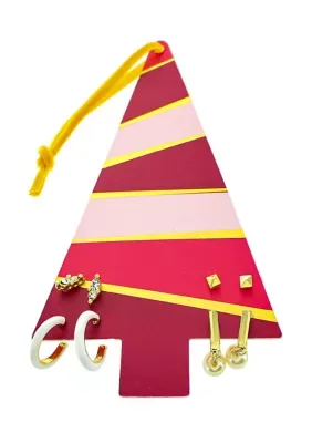 Gold Tone Pink Tree Gift Earring Set, 7 In by Panacea