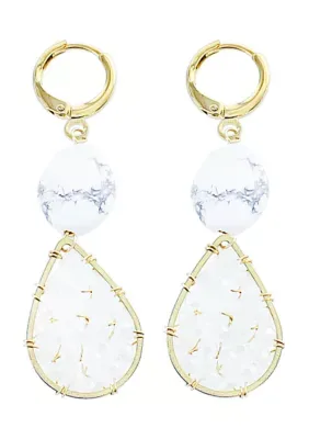 Gold Tone White Drop Crystal Teardrop Earrings, 7 In by Panacea