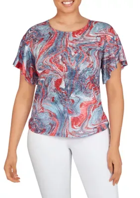 Marbled Flutter Sleeve Top by Ruby Rd