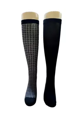 Houndstooth Knee High Socks - 2 Pack by Wonderly