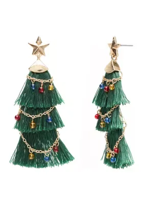 Star Post Drop Christmas Tree Earrings by Crown & Ivy