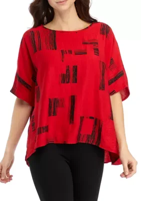 Short Sleeve Paint Strike Print Blouse by Patrizia Luca
