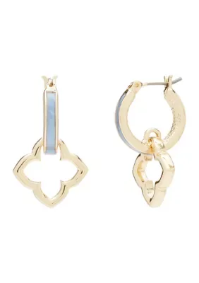 Gold Tone 14 Millimeter Huggie with Drop Earrings by Crown & Ivy