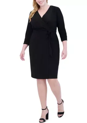 Solid Wrap Sheath Dress by Jessica Howard