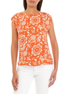 Printed Cap Sleeve Blouse by Wonderly