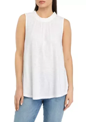 Sleeveless Ruffle Neck Blouse by Wonderly
