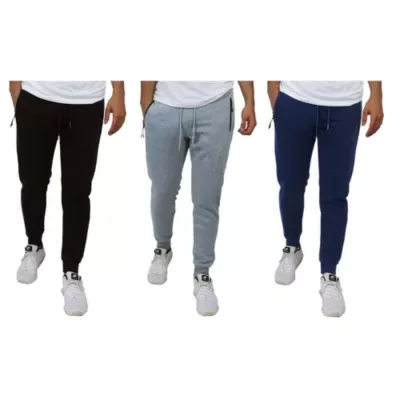 Slim Fit Fleece Lined Joggers - 3 Pack by Blu Rock