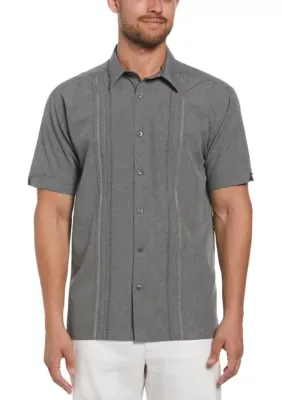Geo Embroidered Panel Chambray Shirt by Cubavera