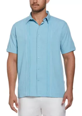 Geo Embroidered Panel Chambray Shirt