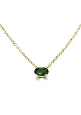Sterling Silver Gold Over Sterling Silver Emerald CZ Pendant Necklace, 18 In by Belk Sterling Silver