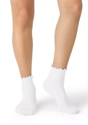 Solid Frilly True Rib Lightweight Quarter Socks by Bombas