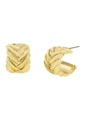Woven Huggie Hoop Earrings