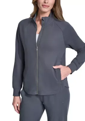 Tulip Hem Mock Neck Full Zip Highline Rib Jacket