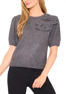 Puff Short Sleeve Floral Sweater by CeCe