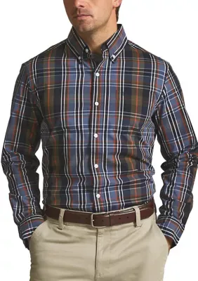 Long Sleeve Stretch Woven Plaid Shirt by Chaps