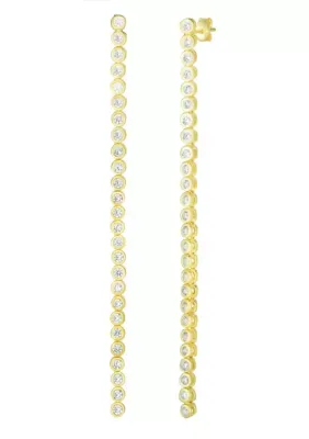 Sterling Silver CZ Column Drop Earrings