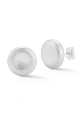 Sterling Silver Satin Finish Circle Stud Earrings by Sphera Milano