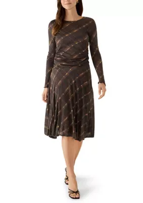 Long Sleeve Knit Ruched Midi Dress by Belle Du Jour