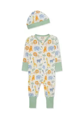 Jungle Pals Convertible Coverall and Hat Set by Little Me