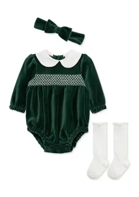 Smocked Bubble Set with Headband by Little Me