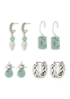 Turquoise Stone Moon Earring Set by Lainey Wilson