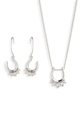 Cubic Zirconia Horseshoe Necklace & Earring Set by Lainey Wilson