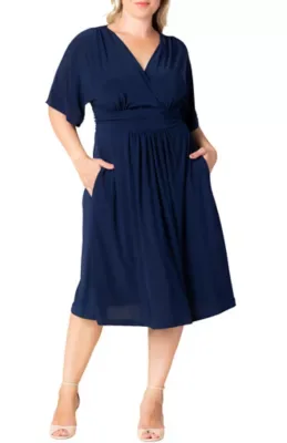 Gia A-Line Midi Dress with Pockets by Kiyonna
