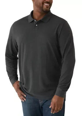 Long Sleeve Textured Polo Shirt