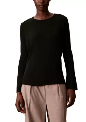 Sculpted Sleeve Rib Crew Neck by Calvin Klein